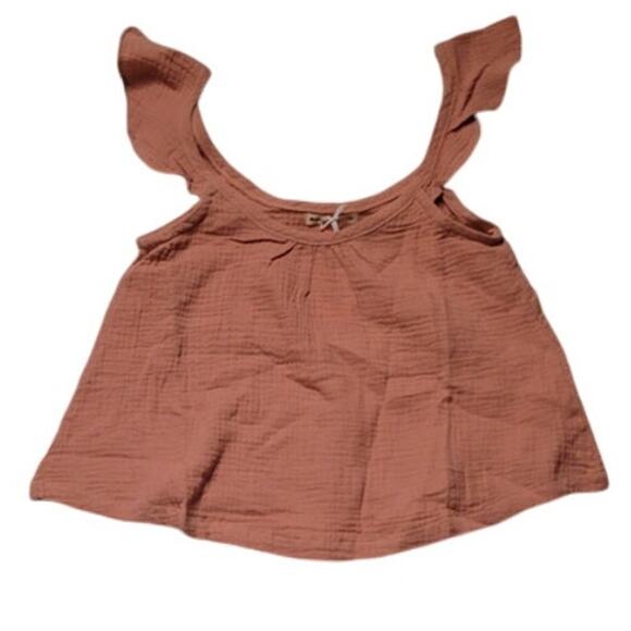 NWT Marine Layer Jude Flutter Sleeve Tank Top Rosette 100% Cotton Gauzy - XS - Picture 1 of 6